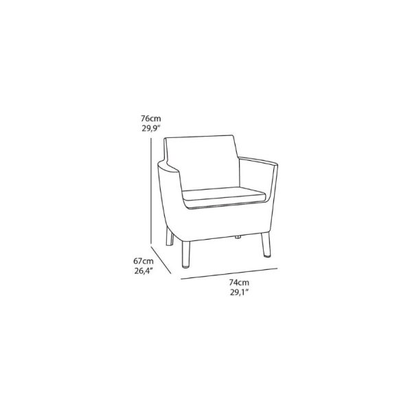 Salemo balcony set baštenska garnitura, siva( 2 fotelje i sto) - Image 7