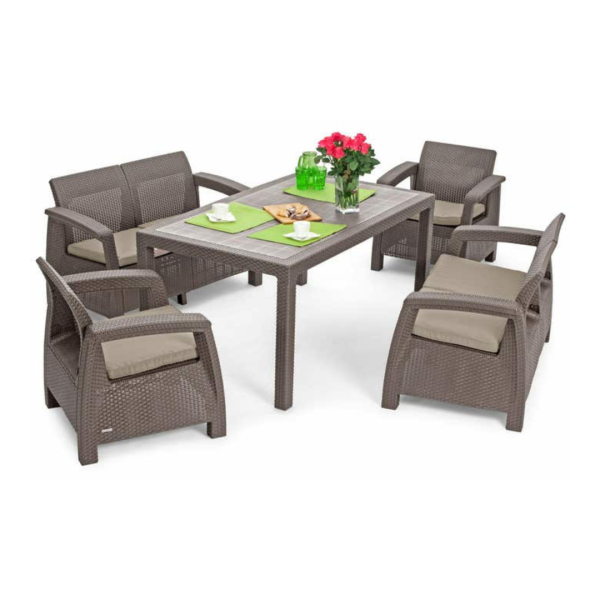 Corfu II Fiesta baštenska garnitura capucino ( 2 dvosjeda, 2 fotelje i sto) - Image 1