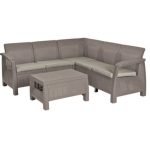 Corfu II RELAX ugaona baštenska garnitura capucino sa stolom